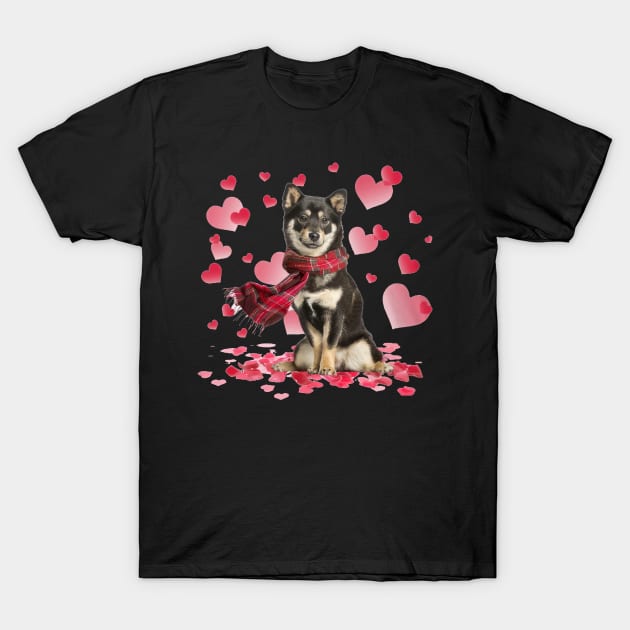 Shiba Inu Hearts Love Happy Valentine's Day T-Shirt by cyberpunk art